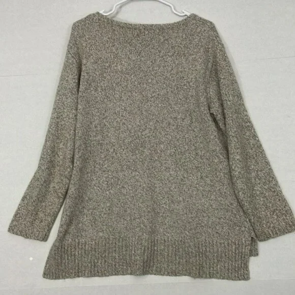 J. Jill Sweater with Pockets, Split High Low Hem, Beige / Tan, Large - Picture 7 of 9